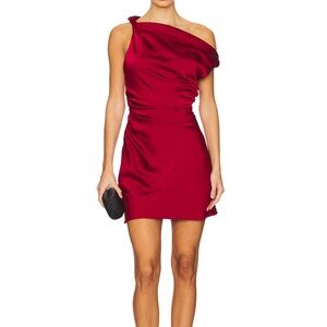 SNDYS red satin mini dress